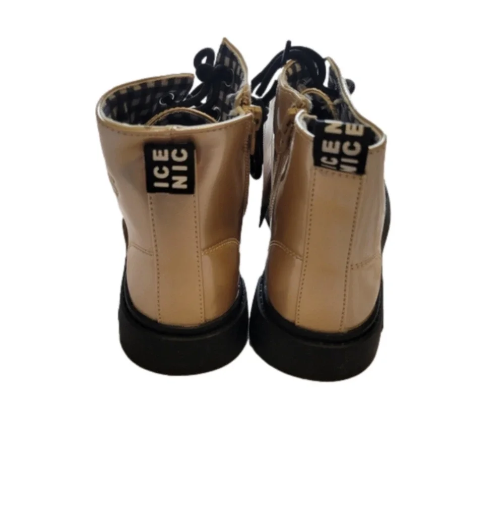 Ovekos Kids High Top Boots Metallic Gold boots size 33